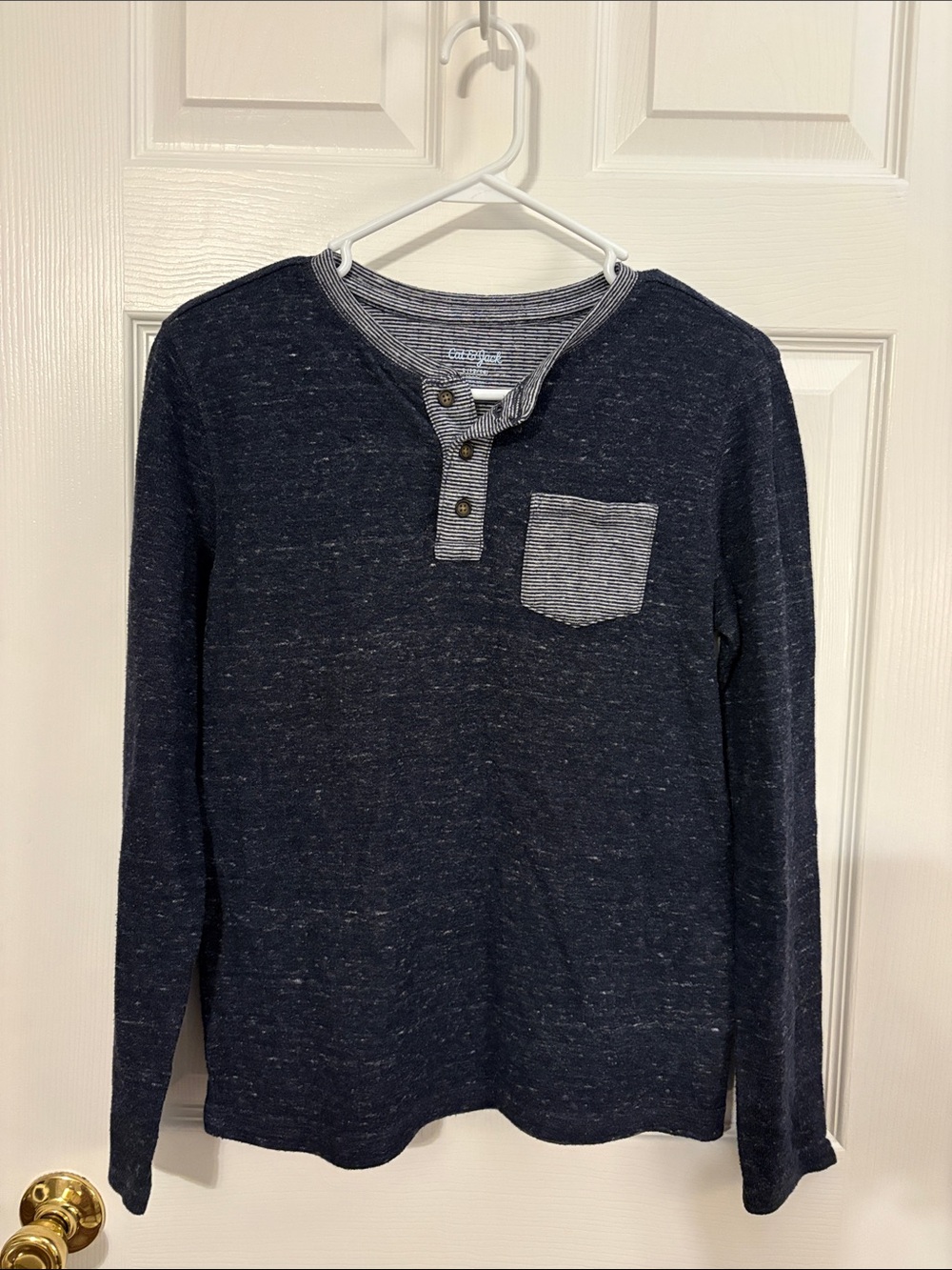 Cat & Jack Boys Classic Navy Henley Pocket Sweater